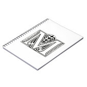 Carnet Monogramme M, lettre M, alphabet M, noir et blanc (Côté gauche)