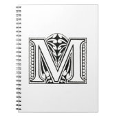 Carnet Monogramme M, lettre M, alphabet M, noir et blanc (Devant)