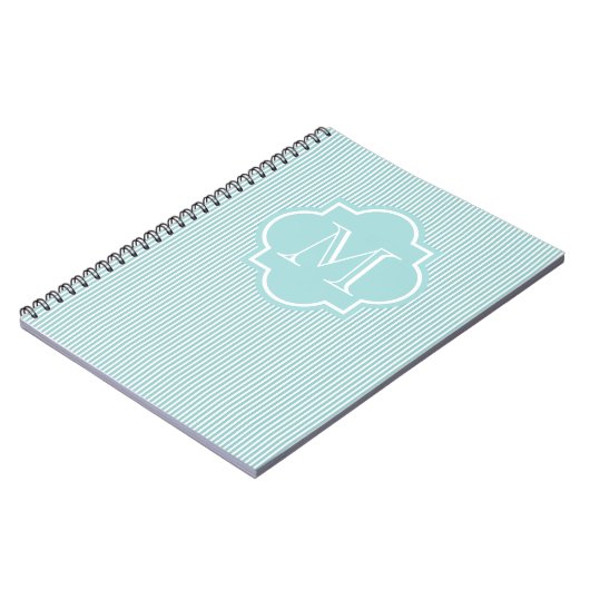 Carnet Monogramme M personnalisable | Turquoise (Côté gauche)