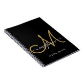 Carnet Monogramme manuscrit Or Noir Moderne (Côté Droit)