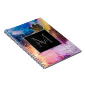 Carnet Monogramme marbré coloré moderne Nom (Côté Droit)