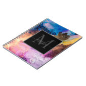 Carnet Monogramme marbré coloré moderne Nom (Côté gauche)