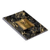 Carnet Monogramme Marbre Noir Élégant Or (Côté Droit)
