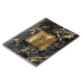 Carnet Monogramme Marbre Noir Élégant Or (Côté gauche)