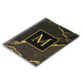 Carnet Monogramme marbré noir et or moderne (Côté gauche)