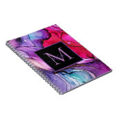 Carnet Monogramme marbré violet rose élégant moderne (Côté Droit)