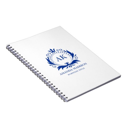 Carnet Monogramme Mariage de la Couronne de luxe bleu (Côté Droit)