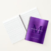 Carnet Monogramme mauve-métal brossé à la plaque de glam (Intérieur)