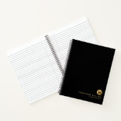 Carnet Monogramme métallique brossé minimal en or noir (Intérieur)