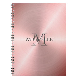 Carnet Monogramme métallique radial rose or