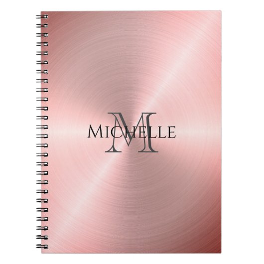 Carnet Monogramme métallique radial rose or (Devant)