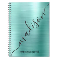 Monogramme métallique Turquoise moderne Nom du scr