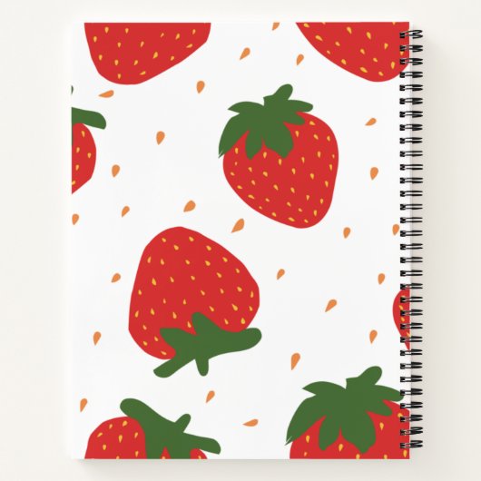 Carnet Monogramme mignon fraises motif girly moderne (Dos)