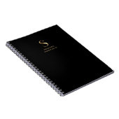 Carnet Monogramme minimal en or | Black (Côté Droit)