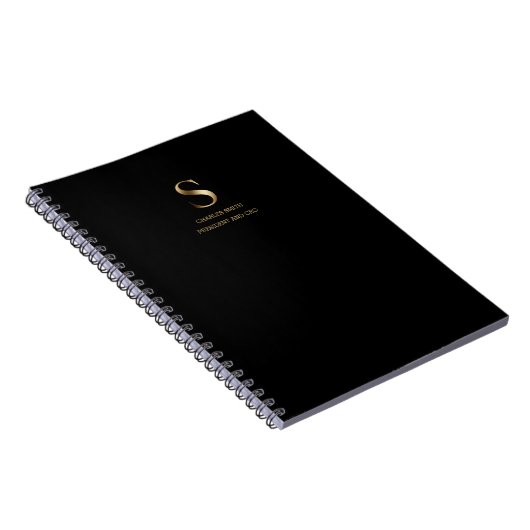 Carnet Monogramme minimal en or | Black (Côté Droit)
