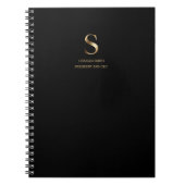Carnet Monogramme minimal en or | Black (Devant)