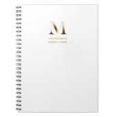 Carnet Monogramme minimal en or | BLANCHE (Devant)