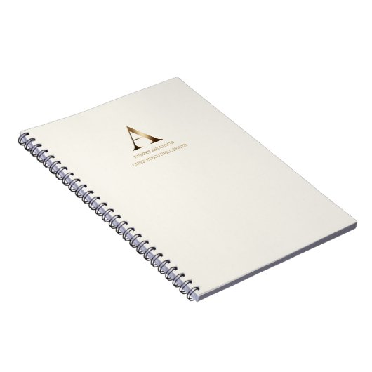 Carnet Monogramme minimal en or | Ivory Off-White (Côté Droit)