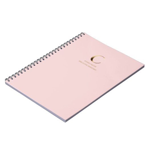 Carnet Monogramme minimal en or | Rose (Côté gauche)