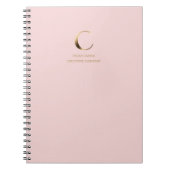 Carnet Monogramme minimal en or | Rose (Devant)