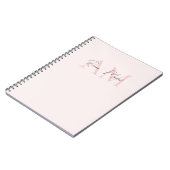 Carnet Monogramme minimal initial et nom Pastel rose (Côté gauche)