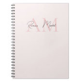 Carnet Monogramme minimal initial et nom Pastel rose (Devant)