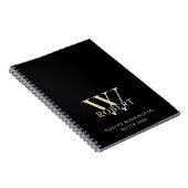 Carnet Monogramme minimal moderne noir (Côté Droit)