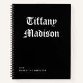 Carnet Monogramme Minimal Noir et Blanc Gothique Nom Anné (Devant)