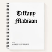 Carnet Monogramme Minimal Noir et Blanc Gothique Nom Anné (Devant)