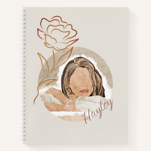 Carnet Monogramme minimaliste Boho Woman Tone (Devant)
