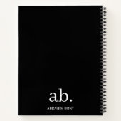 Carnet Monogramme Minimaliste Classique Noir & Blanc (Dos)