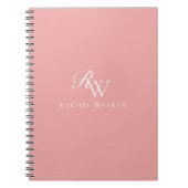 Carnet Monogramme minimaliste élégant rose (Devant)