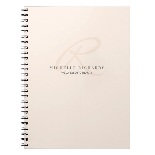 Carnet Monogramme minimaliste épicé rose Whisper (Devant)