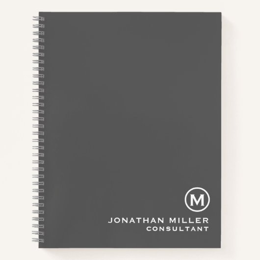 Carnet Monogramme minimaliste gris (Devant)