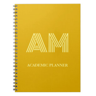 Carnet Monogramme Minimaliste Jaune Moutarde