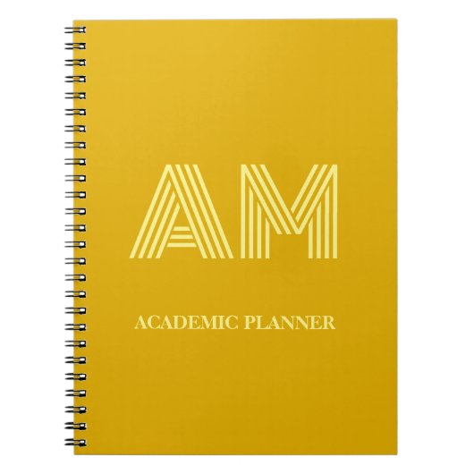 Carnet Monogramme Minimaliste Jaune Moutarde (Devant)