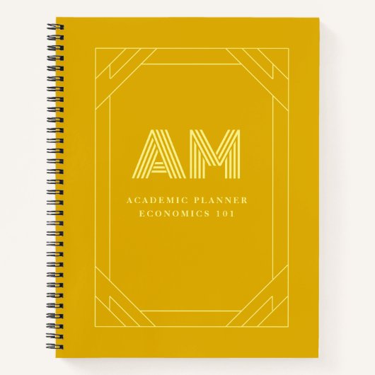 Carnet Monogramme Minimaliste Jaune Moutarde (Devant)