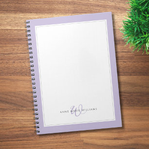 Carnet Monogramme minimaliste lavande à deux bordures
