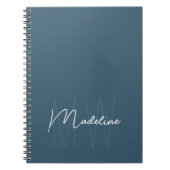 Carnet Monogramme Minimaliste Moderne Bleu (Devant)