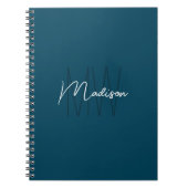 Carnet Monogramme Minimaliste Moderne Bleu (Devant)