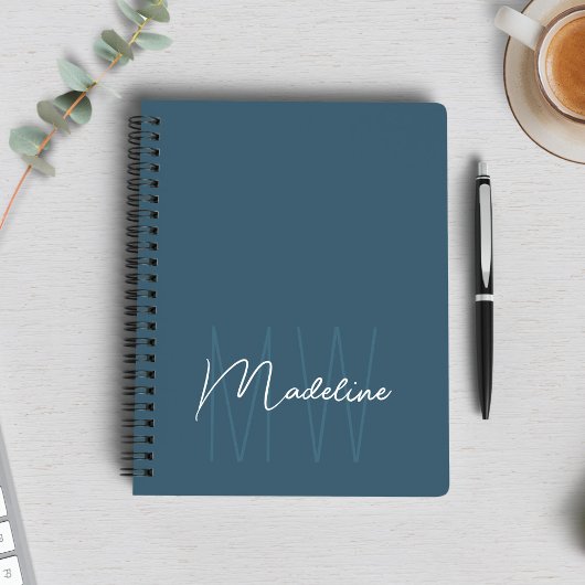 Carnet Monogramme Minimaliste Moderne Bleu