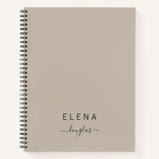 Carnet Monogramme minimaliste moderne Brown Neutre Script (Devant)