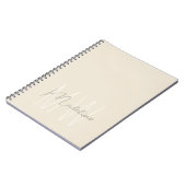 Carnet Monogramme Minimaliste Moderne Crème (Côté gauche)