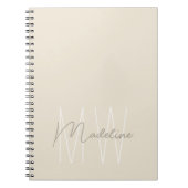 Carnet Monogramme Minimaliste Moderne Crème (Devant)