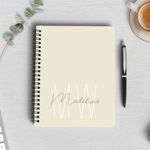 Carnet Monogramme Minimaliste Moderne Crème