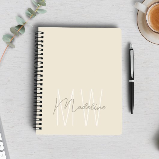 Carnet Monogramme Minimaliste Moderne Crème