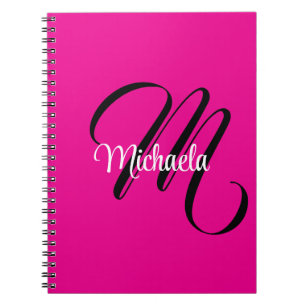 Carnet Monogramme minimaliste moderne initial nom rose ch