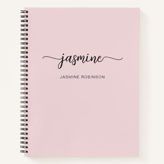 Carnet Monogramme minimaliste moderne rose pâle Nom (Devant)