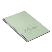Carnet Monogramme Minimaliste Moderne Vert Sauge (Côté Droit)