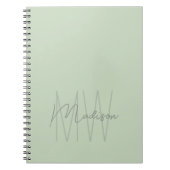 Carnet Monogramme Minimaliste Moderne Vert Sauge (Devant)